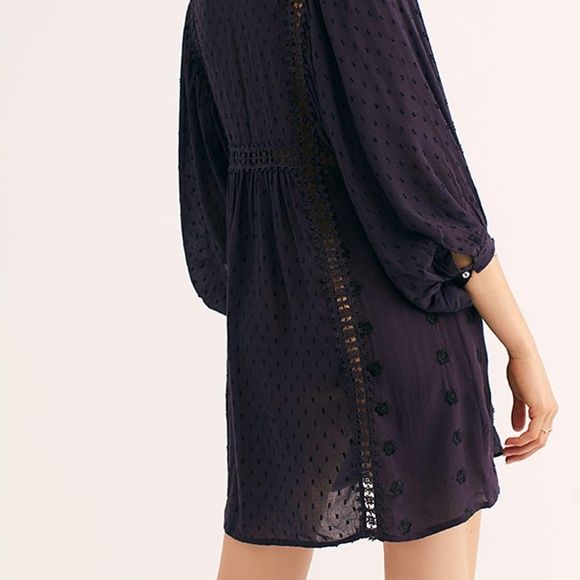 FREE PEOPLE XS Deep Plum Charlotte Tunic Modal Viscose Boho Mini Dress - Picture 7 of 11